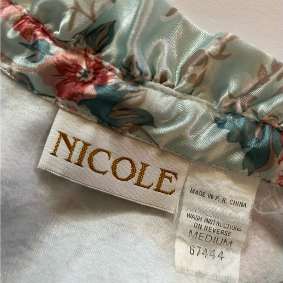 Vintage Satiny Flannel-Backed Floral Nightgown - Picture 6 of 12